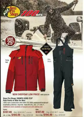 Bass Pro Bass Pro Shops 100mph Gore-tex Rain Parka Or Bibs For Men offer