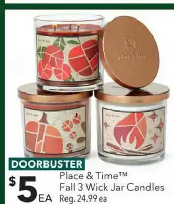 JOANN Place & Time Fall 3 Wick Jar Candles offer