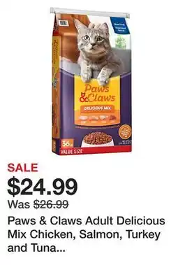 Tractor Supply Company Paws & Claws Adult Delicious Mix Chicken, Salmon, Turkey and Tuna Formula Dry Cat Food offer