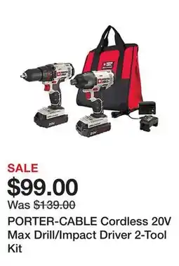 Tractor Supply Company PORTER-CABLE Cordless 20V Max Drill/Impact Driver 2-Tool Kit offer