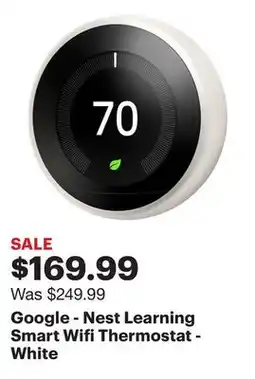 Best Buy Google - Nest Learning Smart Wifi Thermostat - White offer