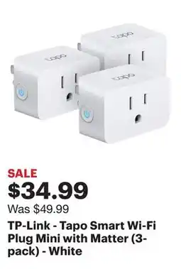 Best Buy TP-Link - Tapo Smart Wi-Fi Plug Mini with Matter (3-pack) - White offer