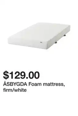 Ikea ÅSBYGDA Foam mattress, firm/white offer
