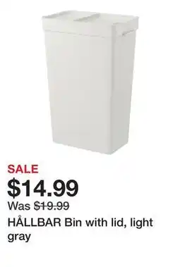 Ikea HÅLLBAR Bin with lid, light gray offer