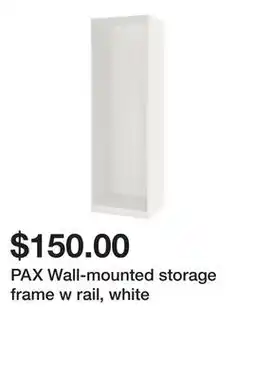 Ikea PAX Wall-mounted storage frame w rail, white offer