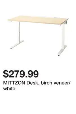 Ikea MITTZON Desk, birch veneer/white offer