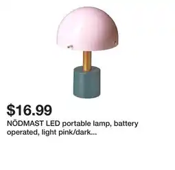 Ikea NÖDMAST LED portable lamp, battery operated, light pink/dark gray-green offer