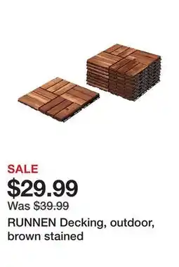Ikea RUNNEN Decking, outdoor, brown stained offer