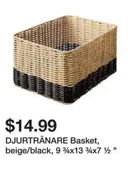 Ikea DJURTRÄNARE Basket, beige/black, 9 ¾x13 ¾x7 ½ offer