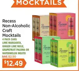 Heinen's Recess Non-Alcoholic Craft Mocktails offer