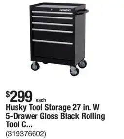 The Home Depot Husky Tool Storage 27 in. W 5-Drawer Gloss Black Rolling Tool offer