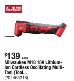 The Home Depot Milwaukee M18 18V Lithium- Ion Cordless Oscillating Multi- Tool offer