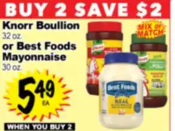 Superior Grocers Knorr Boullion 32 oz. or Best Foods Mayonnaise 30 oz offer
