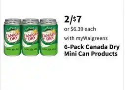 Walgreens 6-Pack Canada Dry Mini Can Products offer