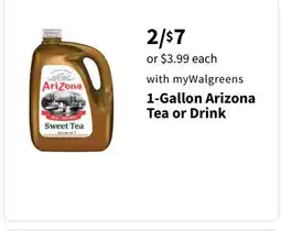 Walgreens 1-Gallon Arizona Tea or Drink offer