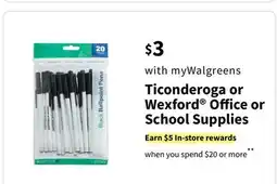 Walgreens Ticonderoga or Wexford Office or School Supplies offer