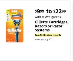 Walgreens Gillette Cartridges, Razors or Razor Systems offer