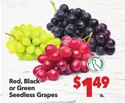 Vallarta Supermarkets Red, Black or Green Seedless Grapes offer