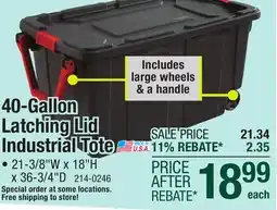 Menards Sterilite 40-Gallon Black Wheeled Latching Industrial Tote offer