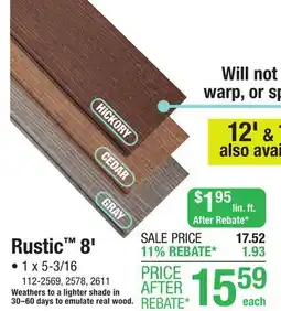 Menards UltraDeck Rustic 8' Gray Low-Maintenance Composite Decking offer