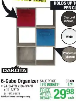 Menards Dakota 24-3/4W x 36-3/4H x 11-3/8D White 6-Cube Storage Organizer offer