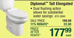 Menards Eljer Diplomat 2-Piece Dual Flush White Tall Elongated Toilet offer
