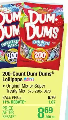 Menards Dum Dums Original Pops - 200 Count offer