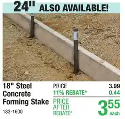 Menards 18 Round Steel Concrete Forming Stake offer