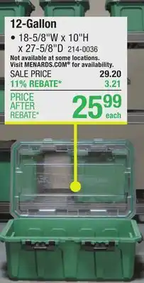 Menards Masterforce 12-Gallon Waterproof Industrial Gasketed Storage Tote offer