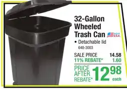 Menards 32 Gallon Wheeled Trash Can with Lid offer