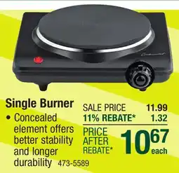 Menards Continental Single Burner offer