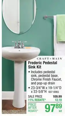 Menards Craft + Main Frederic Pedestal 23-3/4W x 19-1/4D White Oval Bathroom Pedestal Sink with Base offer