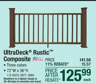 Menards UltraDeck Rustic 6' Gray Composite Rail Section Kit offer