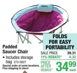 Menards Guidesman Padded Oxford Folding Chair offer