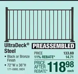 Menards UltraDeck 36 x 6' Black Preassembled Level Railing Panel offer