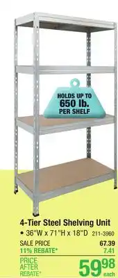 Menards AR Shelving 36W x 71H x 18D 4-Tier Galvanized Shelving Unit offer