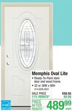 Menards Mastercraft Memphis 32W x 80H Primed Steel Oval Lite Exterior Door System - Right Inswing offer