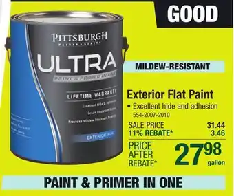 Menards Pittsburgh Paints & Stains Ultra Exterior Flat Abbey White Paint & Primer - 1 gal offer