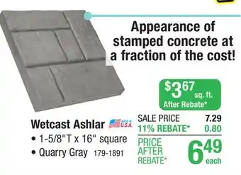 Menards 16 x 16 Quarry Gray Wetcast Ashlar Patio Block offer