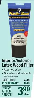 Menards DAP Plastic Wood Interior/Exterior Natural Latex Wood Filler - 6 oz offer