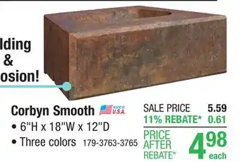 Menards 6 x 18 Charcoal Smooth Corbyn Retaining Wall Block offer