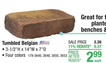 Menards 3-1/2 x 14 Autumn Blend Tumbled Large Belgian Wall Block offer