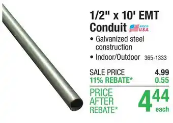 Menards Wheatland Tube Company 1/2 x 10' EMT Conduit offer