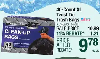 Menards Steelcoat 55 Gallon XT Clean-UP Trash Bags - 40 count offer