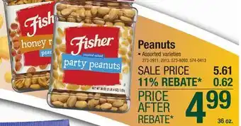 Menards Fisher Honey Roasted Peanuts - 36 oz offer