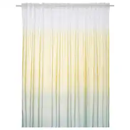 Ikea GlasÖrt Sheer curtain, 1 piece, light yellow/gray-turquoise, 118x98 offer