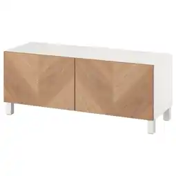 Ikea BestÅ tv bench with doors, white hedeviken/stubbarp/oak veneer, 47 1/4x16 1/2x18 7/8 offer