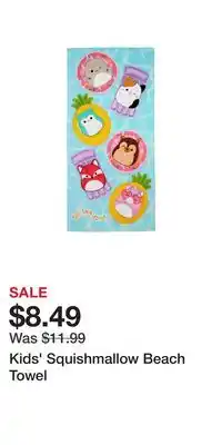 Kohl's Kids' Squishmallow Beach Towel offer