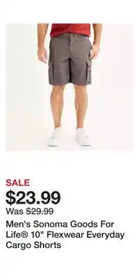 Kohl's Men's Sonoma Goods For Life 10 Flexwear Everyday Cargo Shorts offer