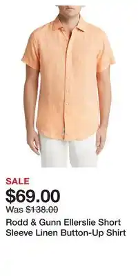 Nordstrom Rodd & Gunn Ellerslie Short Sleeve Linen Button-Up Shirt offer